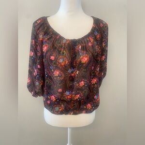Floral Paisley Sheer Women's Top Great layering piece Boho Flirty Feminine